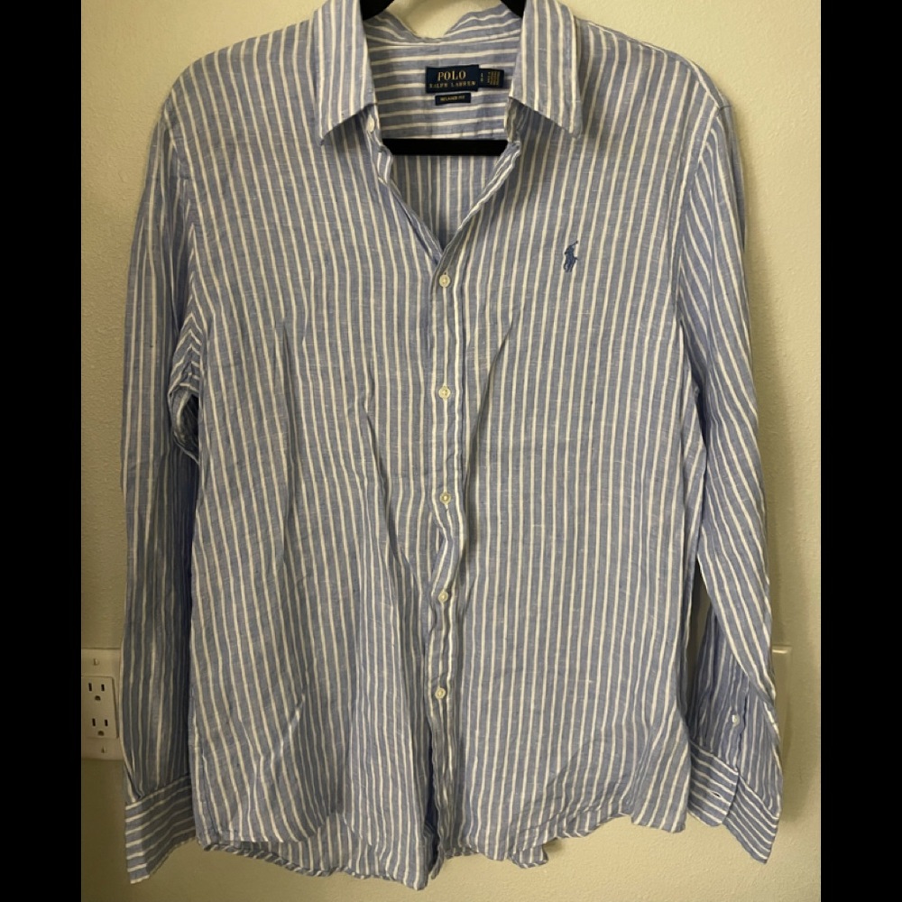 Blue label Polo by Ralph Lauren relaxed fit Women’s Linen striped Polo